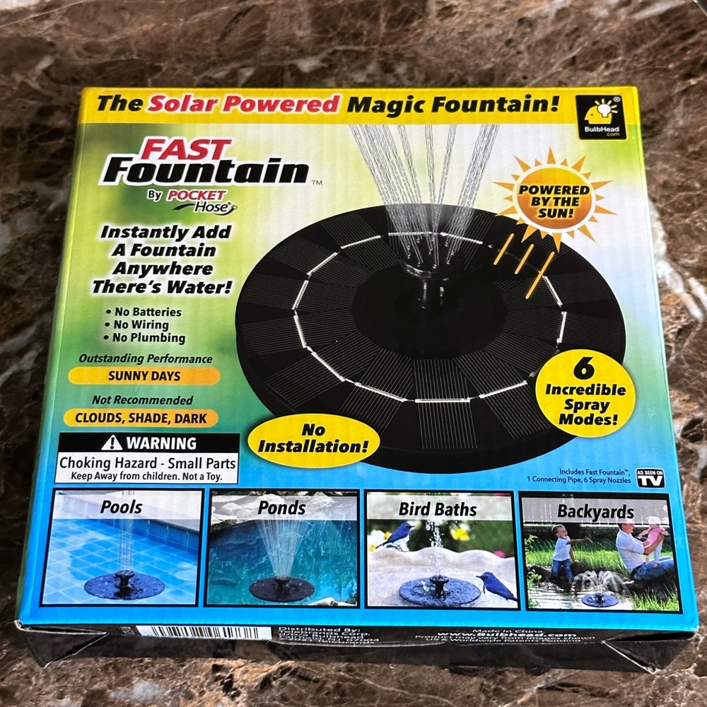 solar powered magic fountain outdoor decoration water feature LED lights